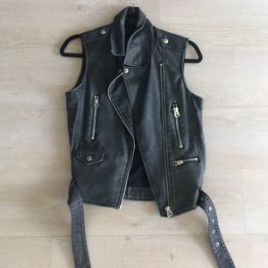 Leather biker vest from topshop